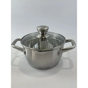 Elegant Silver Cookware Pot with Glass Lid